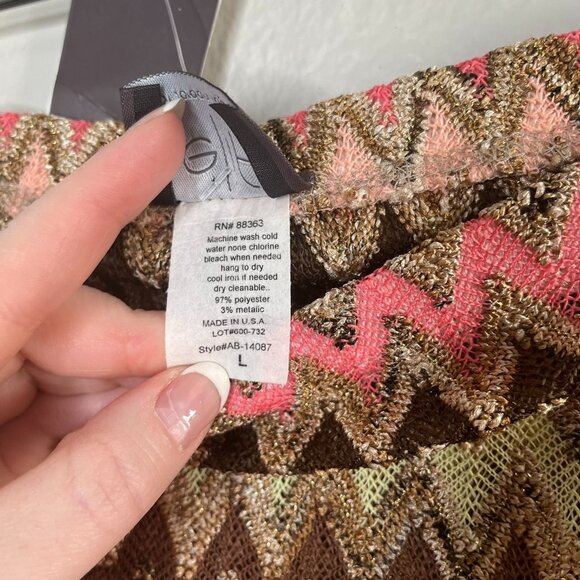 Elif For Jordan Taylor Multicolor Chevron Knit Asymmetrical Skirt Swim Cover-Up - Picture 6 of 10